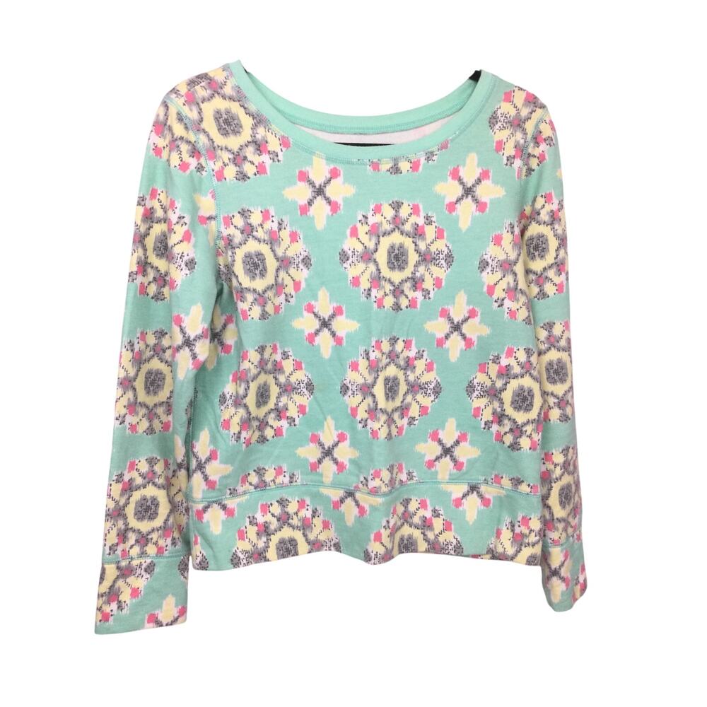Aerie Cozy Pastel Floral Mandala Long Sleeve Casual Cropped Pullover Soft Top M